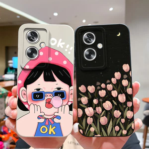 Ốp điện thoại Cho Oppo A79 5G Hot Thiết Kế Mới Đáng Yêu Cô Gái Hoa Tulip Họa Tiết Vuông Lỏng Chống Sốc Silicon Mềm TPU Ốp điện thoại Cho OppoA79 Oppo A 79 5G Vỏ Capa