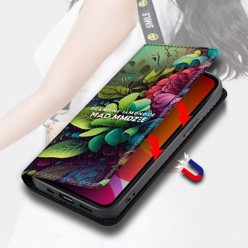 Ốp Điện Thoại Khóa Từ Tính Thích Hợp Cho OPPO Reno 3 4 Pro 4 F Lite Nhiều Màu Sắc Tranh Sơn Dầu Da Vỏ Reno 4SE