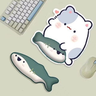 Bộ đệm cổ tay mèo xám + cá mập Bộ đệm chuột + Bộ bàn phím