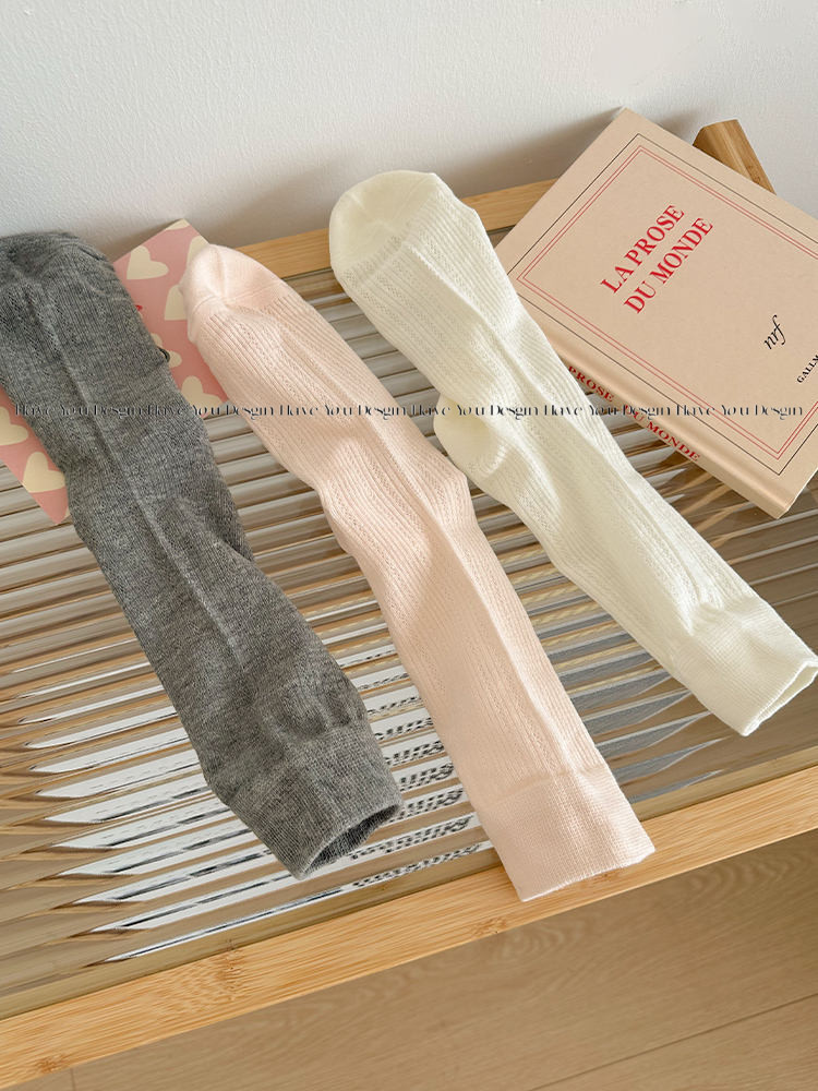 Have u desgin Ba Lê Phong Cách Trắng Cọc Dài Tất Nữ Mùa Hè Mỏng Phong Cách Thoáng Khí Lưới Phong Cách Nhật Bản Giữa Ống Tất