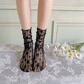 Tất lưới ren cho nữ mùa hè mỏng trắng giữa bắp chân dễ thương jk vớ pha lê bê lưới vớ