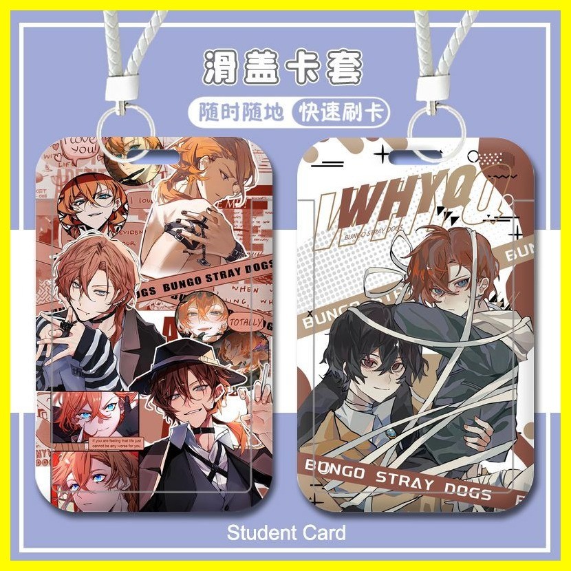 [Zoci] Hộp đựng thẻ Bungo Đi lạc Chó Nakahara Chuuya Bungo Đi lạc Chó Dazai osamu Nakahara Thẻ trường Thẻ bữa ăn Thẻ học sinh Thẻ nước Thẻ làm việc ID Thẻ cứng Dazai osamu