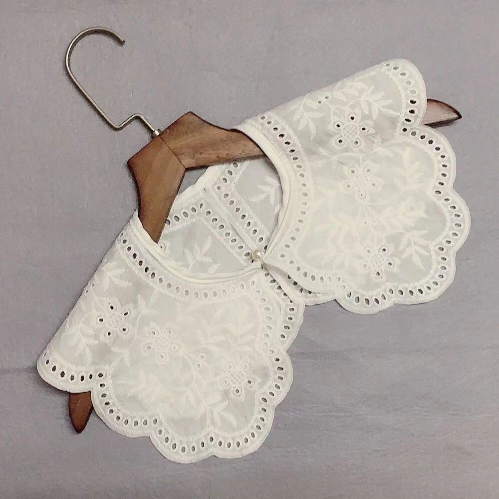 Lan ~ Phong Cách Mới Châu Âu Mỹ Retro Thêu Cổ Giả Nữ Phù Hợp Với Niche Đen Thêu Ren-Up Khăn Choàng Trang Trí
