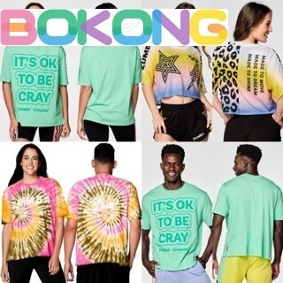 Zumba Gradient màu tie-dye phong cách Mùa hè mới nam nữ cỡ lớn tập thể dục áo ngắn tay