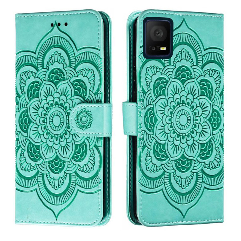 Ốp Điện Thoại Da Hoa Emboss Cho TCL 405 406 408 406S T506D Datura Ví Lật Sách Bao Funda