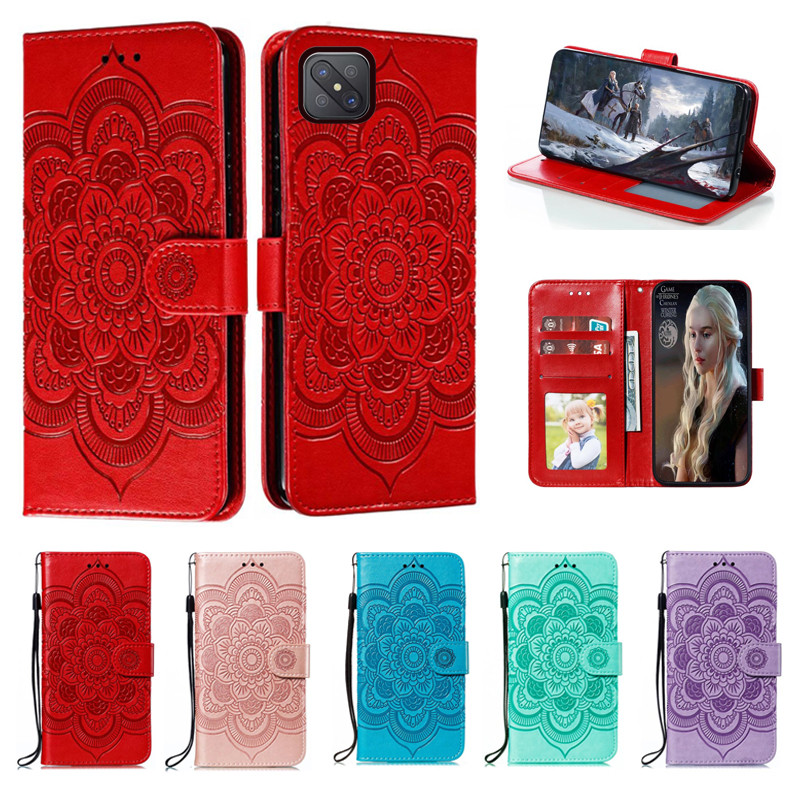 Ốp Điện Thoại Da Hoa Emboss Cho OPPO A93 2020 4G A92S 5G Reno 4 Reno4 PRO Lite 4F 4Z F17 PRO Ví Lật Sách Bao Funda