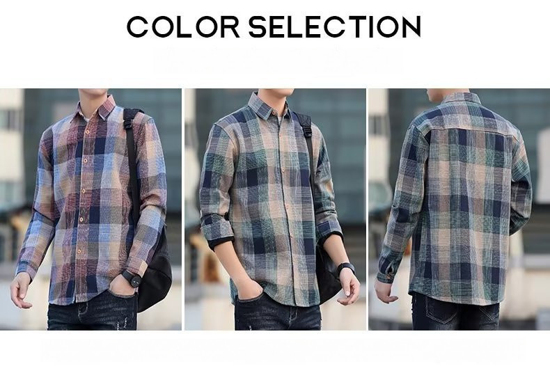 Mô tả Áo Sơ Mi Kẻ Sọc Nam Tay Dài Phong Cách Hàn Quốc Không Viền Mỏng Phong Cách Hồng Kông Thoải Mái Thanh Niên Bông Tai Kẹp Áo Sơ Mi Phù Hợp Với Áo Khoác BEFOYI ZXH105 - 1