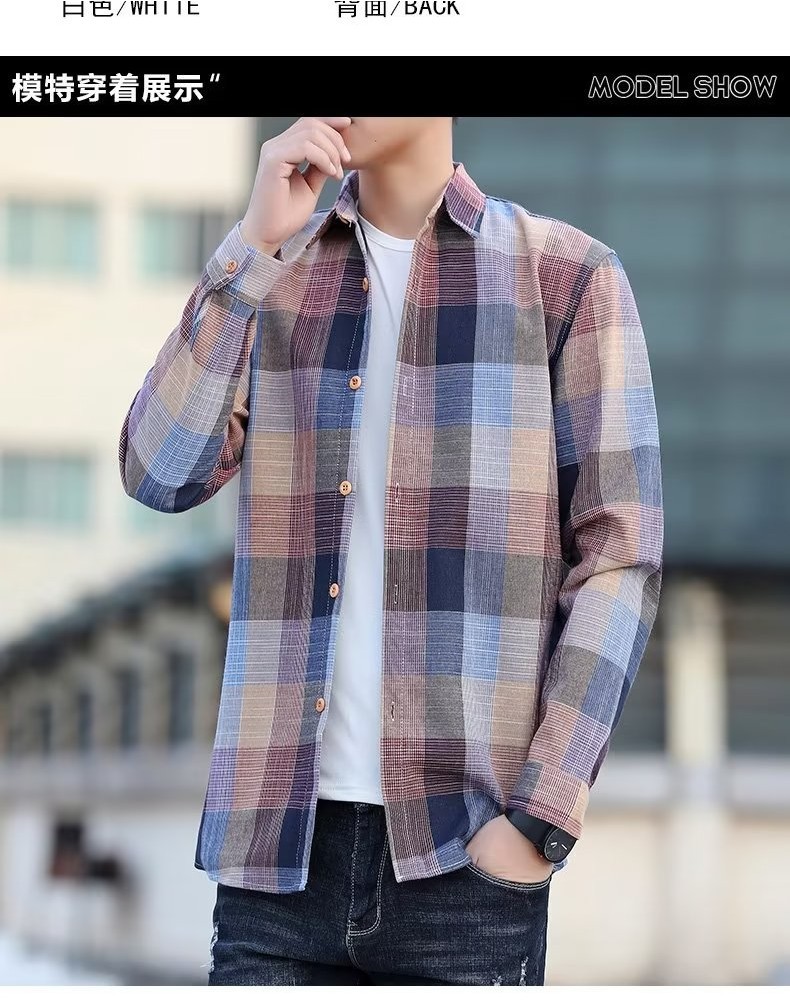 Mô tả Áo Sơ Mi Kẻ Sọc Nam Tay Dài Phong Cách Hàn Quốc Không Viền Mỏng Phong Cách Hồng Kông Thoải Mái Thanh Niên Bông Tai Kẹp Áo Sơ Mi Phù Hợp Với Áo Khoác BEFOYI ZXH105 - 2