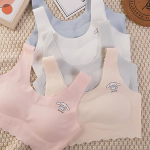 5 Màu Sắc Thoải Mái Mềm Mại Đệm Bé Gái Quần Lót Nữ Ngủ Áo Ngực Liền Mạch Không Dây Nữ Bralette Quần Lót