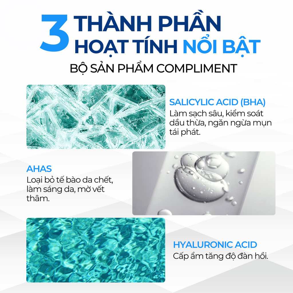 Mô tả Bộ Chăm Sóc Da Mặt Serum & Kem Dưỡng Compliment Cấp Ẩm Và Phục Hồi Da, Giảm Mụn Mờ Thâm Hiệu Quả - 3