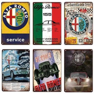 Vintage Alfa Romeo Nghệ Thuật Tín Hiệu Trang Trí Nhà Để Xe Áp Phích Phòng Nhà Tường Trang Trí Tấm Kim Loại Retro Xe Dán Người