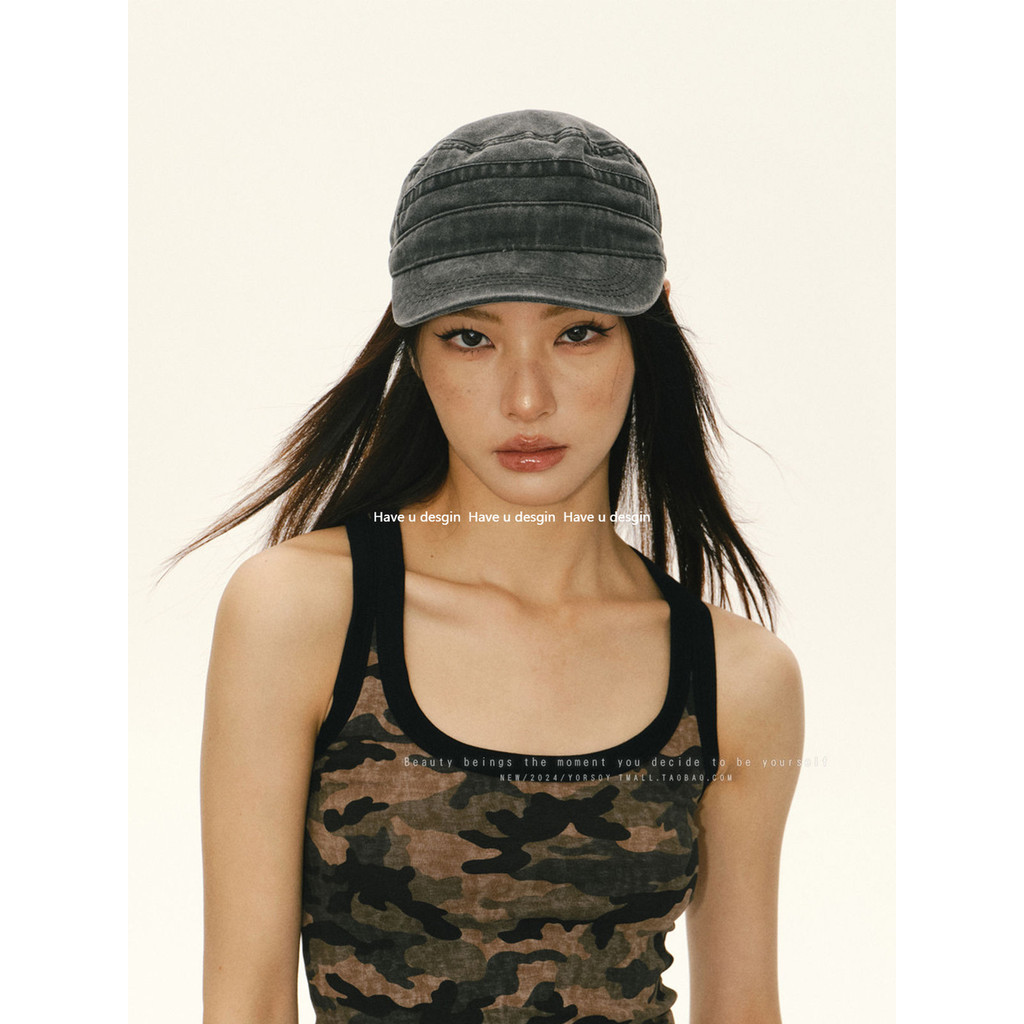 Have u desgin American Retro Street Washed Distressed Duck Tongue Beret Nữ