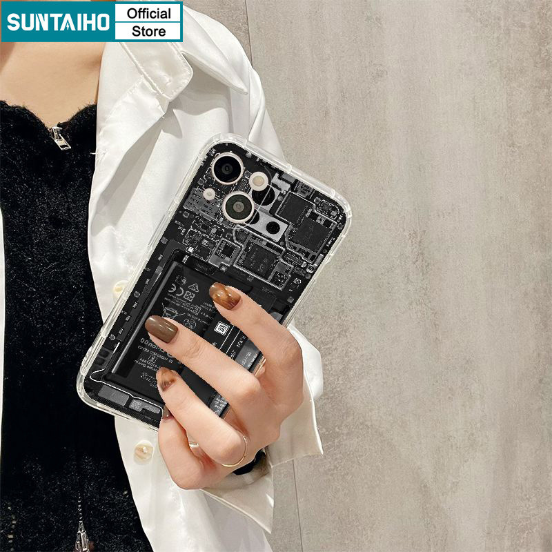 Mô tả Suntaiho Thời Trang Độc Đáo Vỏ Ngộ nghĩnh Bảng Mạch Họa Tiết Ốp lưng Cho Iphone 15 14 12 13 11 Pro Max IP 7 8 Plus Iphon X Xs XR Xs Max TPU Mềm Cao Cấp Chống Sốc Ốp Lưng - 5