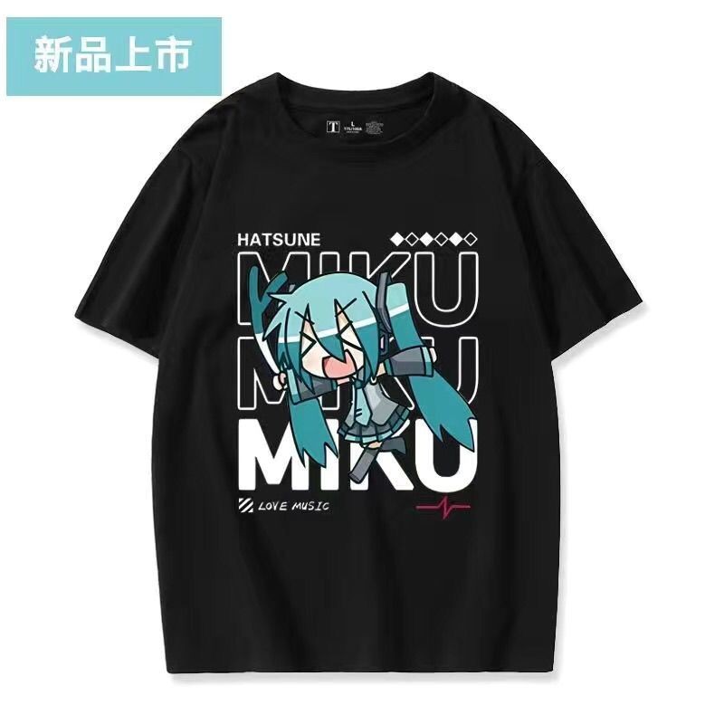 Áo thun phong cách mới Áo thun ngắn tay Hatsune MIKU Hatsune MIKU MIKU Anime Đồng thương hiệu Hàng hóa cùng phong cách cos Áo thun ngắn tay nam