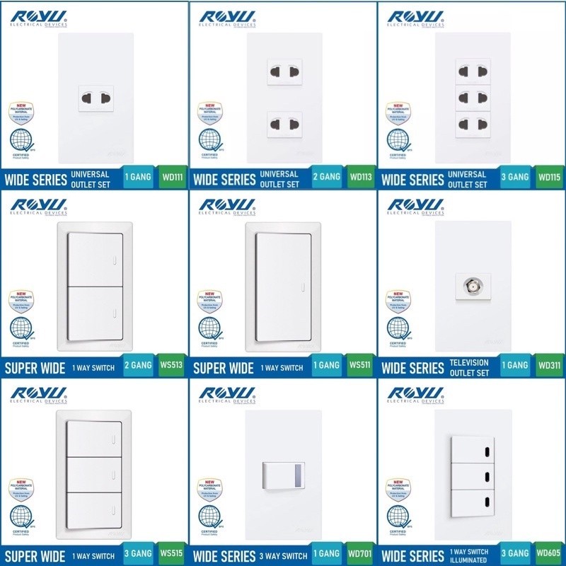 Royu SUPER Wide Series 1, 2, 3 Gang Switch / Outlet | Shopee Việt Nam