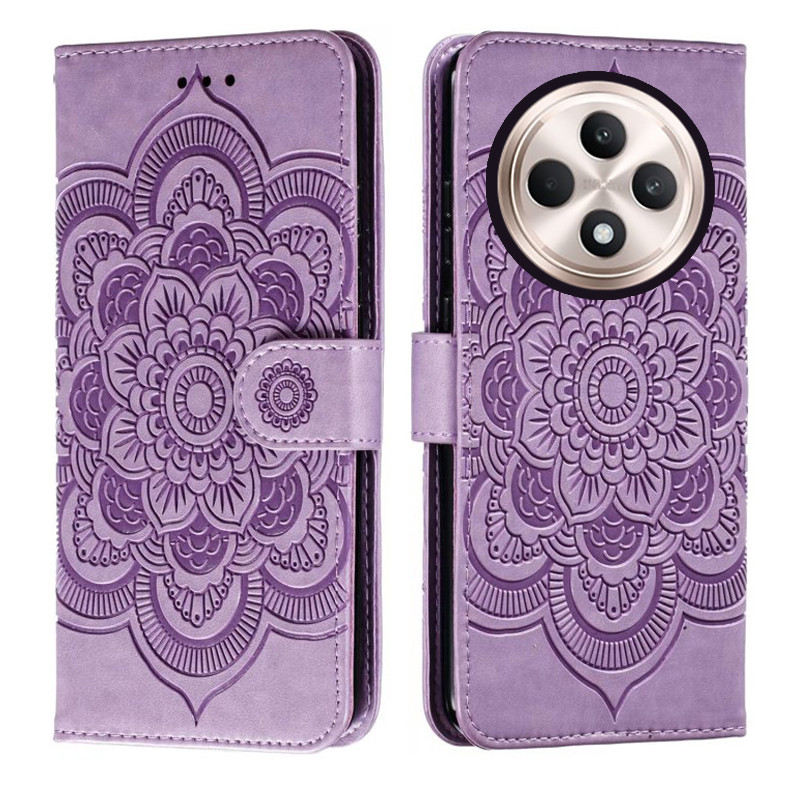Ốp Điện Thoại Da Hoa Emboss Cho OPPO Reno12 F FS 5G 4G Datura Ví Lật Sách Dành Cho OPPO Reno 12F 12 FS 5G 4G Bao Funda