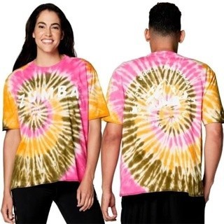 Zumba Gradient màu tie-dye phong cách Mùa hè mới nam nữ cỡ lớn tập thể dục áo ngắn tay