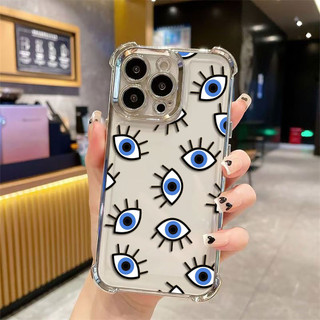 Lucky Eye Blue Evil Eye Print Cover Vỏ điện thoại trong suốt mạ điện cho IPHONE Apple 16E 16 15 14 PLUS 13 12 11 PRO XR XS X MAX Vỏ silicon Điện thoại di động