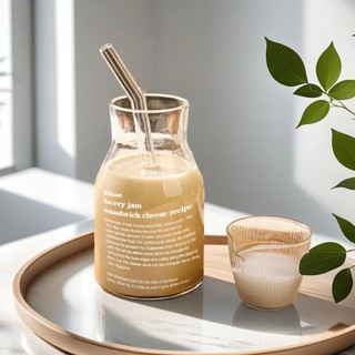 Bán chạy Cốc thủy tinh chịu nhiệt Sữa cà phê Nước ép uống lạnh Cốc rơm dung tích lớn In hình cặp đôi