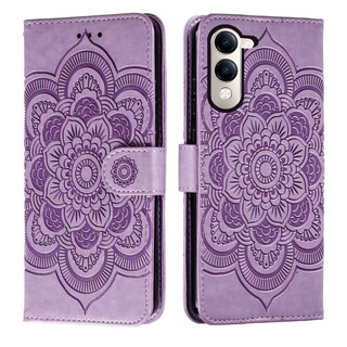 Emboss Hoa Da Ốp Lưng Điện Thoại Vivo Y04 4G Y29s 5G Datura Ví Lật Sách Bao Funda