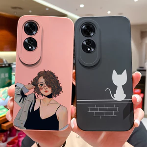 Dành Cho Oppo A60 4G Ốp điện thoại Thời Trang Cô Gái Thoáng Mát Phong Cách Hoạt Hình Vỏ Silicon Vuông Chống Sốc Cho OppoA60 4G Thiết Kế Mới Mờ Chống Sốc Siêu Mỏng Capa Ốp điện thoại