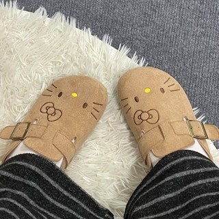Phiên Bản Hàn Quốc Kitty Dễ Thương Đế Dày Birkenstock Giày 2025 Phong Cách Mới Slip-On Baotou Nửa Trượt