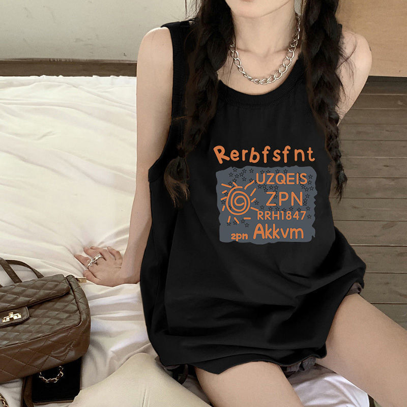 Lan ~ [Áo Vest Nữ] Áo Vest Không Tay Màu Đen Nữ Mùa Hè Phong Cách Mới Dạo Phố Retro Mặc Ngoài Rời Dây Đeo Vai Rộng Top