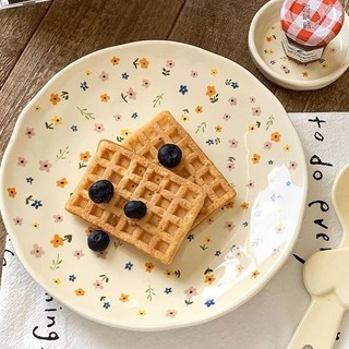 Phong Cách Hàn Quốc Kem Nhỏ Hoa Series Gốm Bộ Đồ Ăn Bát Cơm Súp Bát Món Ăn Hộ Gia Đình Đĩa