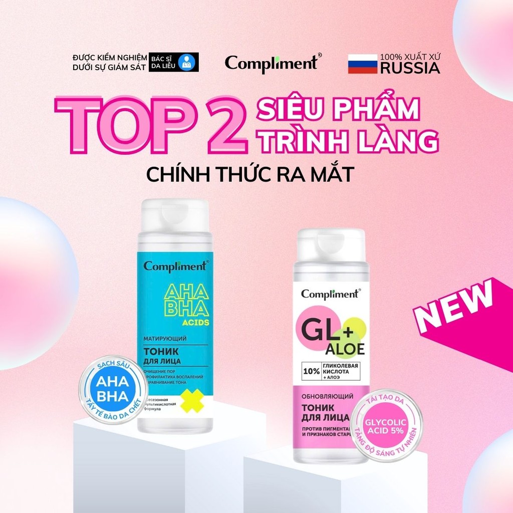 Mô tả Toner Compliment No Problem Glycol Dưỡng Ẩm - Nước Hoa Hồng Lotion Aha/Bha Cho Da Dầu Mụn 180ml - 2