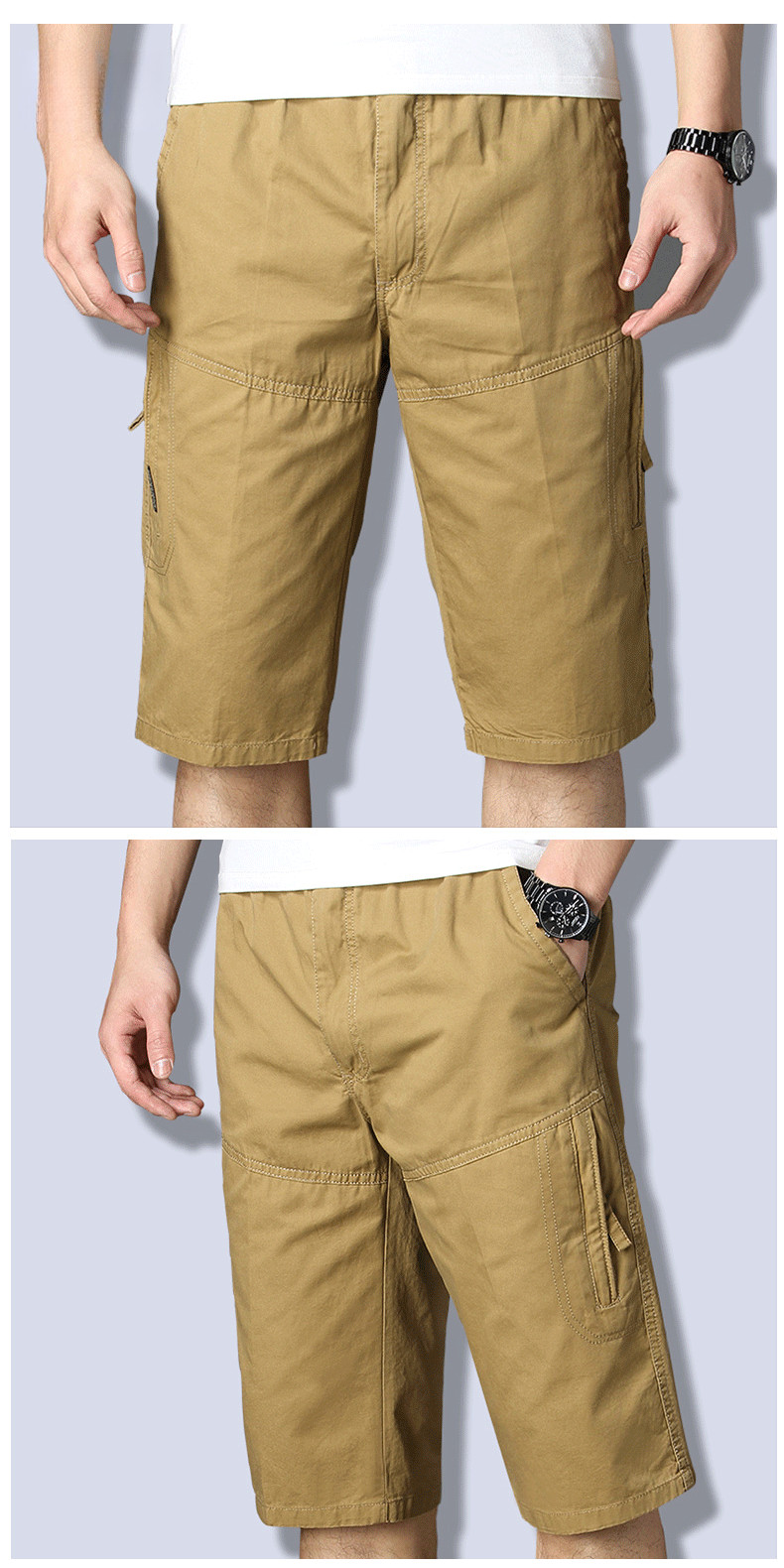 Mô tả Quần Short Nam Quần Short Rời Plus Size Bố Mặc Ngoài Mùa Hè Cotton Thường Ngày Cướp Biển Quần Short Thứ Năm L-6XL BEFOYI ZXH085 - 3