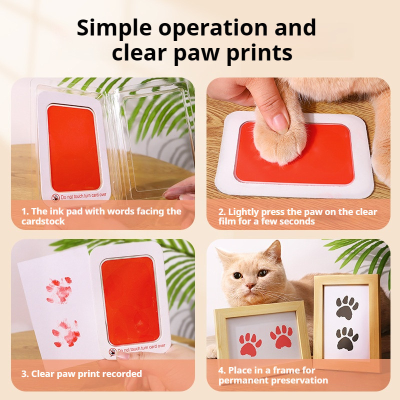 Dấu Chân Thú Cưng Mèo Tay Và Dấu Chân Tưởng Niệm Chó Paw In Hình Tưởng Niệm Khung Ảnh Mèo Paw In Bùn Quà Tặng Washless Mực In