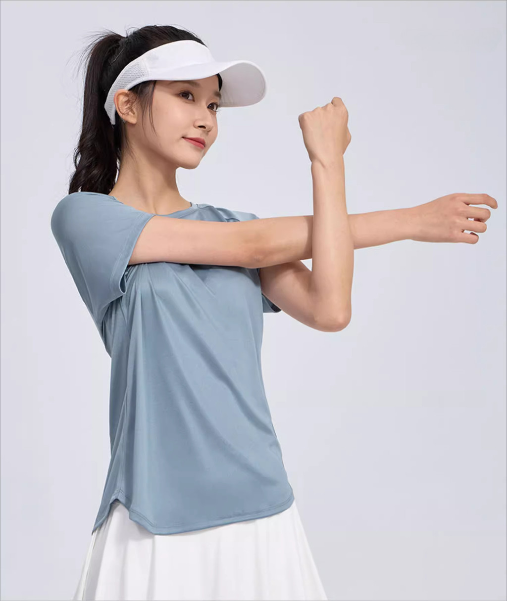 Mô tả Camel CROWN Thể Thao Nhanh Khô Áo Thun Nữ Chống Nắng Tay Ngắn Chạy Bộ Thể Dục Quần Áo Thoáng Khí Top - 6