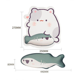 Bộ đệm cổ tay mèo xám + cá mập Bộ đệm chuột + Bộ bàn phím