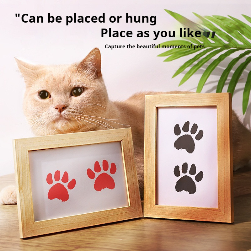 Dấu Chân Thú Cưng Mèo Tay Và Dấu Chân Tưởng Niệm Chó Paw In Hình Tưởng Niệm Khung Ảnh Mèo Paw In Bùn Quà Tặng Washless Mực In