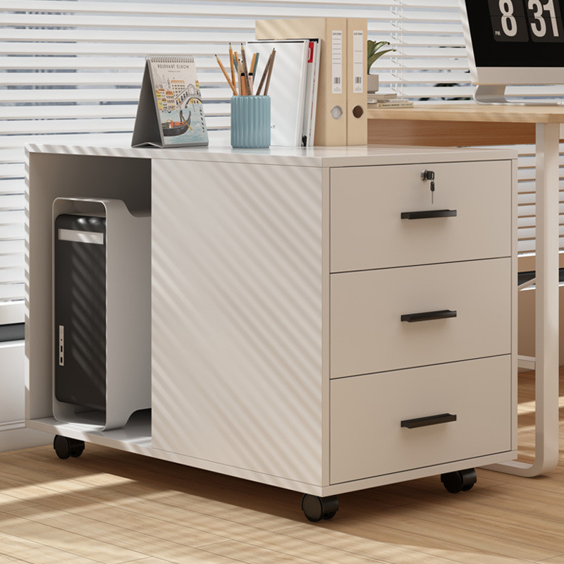 Wooden file jar under the office desk with multiple drawers and movable ...