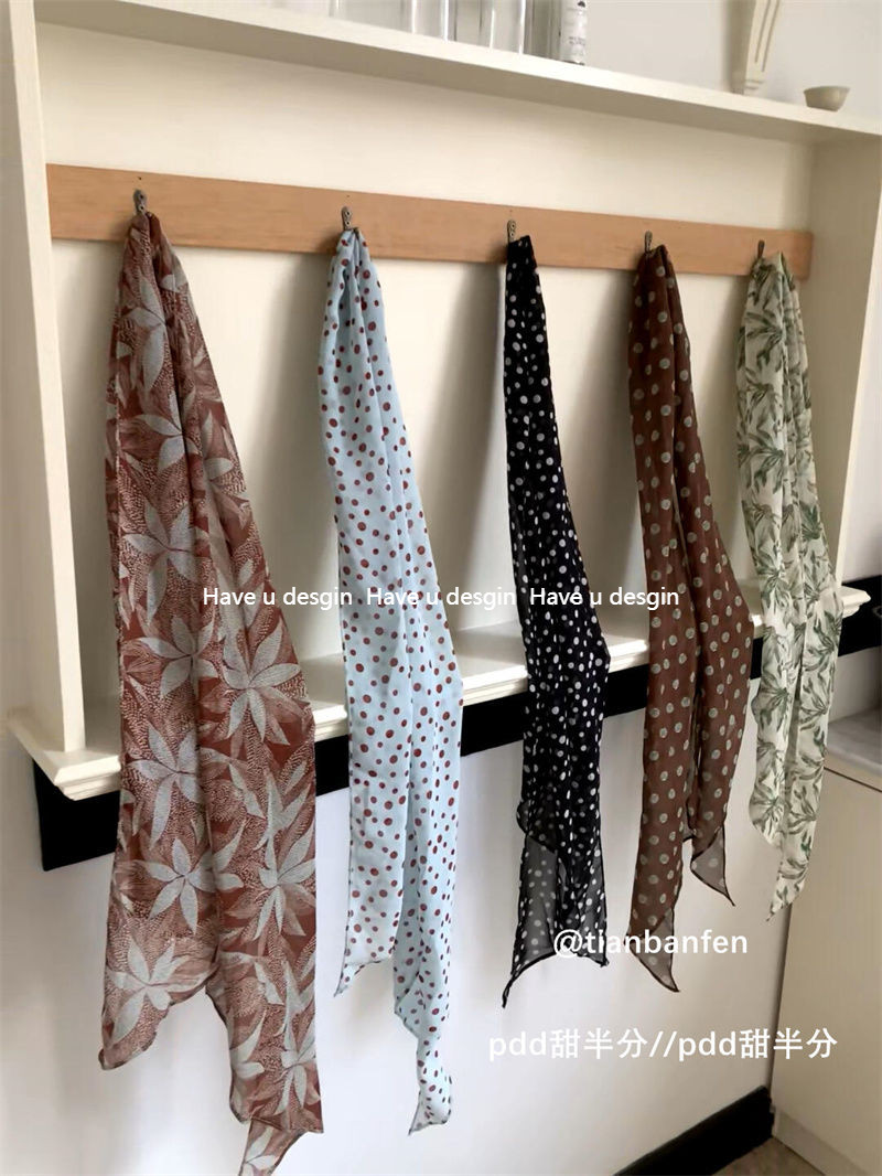 Have u desgin Phong Cách Mới Chấm Bi Khăn Lụa In Hình Cảm Giác Cao Cấp Tất Cả Trận Đấu Phụ Kiện Dây Buộc Cổ Nữ Phong Cách Mới Buộc Tóc Dài Khăn