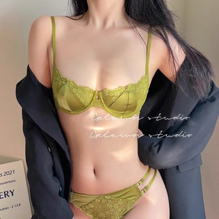 1 Bộ Áo Ngực Ren Nữ Phong Cách Pháp + Quần Lót Siêu Mỏng Không Miếng Bọt Biển Đồ Lót Vòng Thép Mềm Quần Lót Bé Gái
