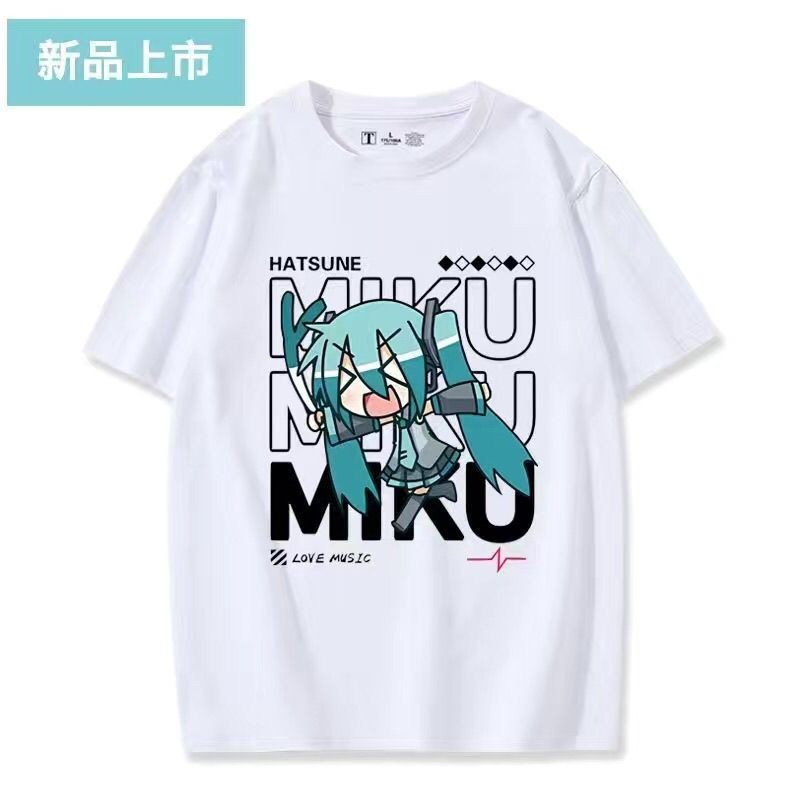 Áo thun phong cách mới Áo thun ngắn tay Hatsune MIKU Hatsune MIKU MIKU Anime Đồng thương hiệu Hàng hóa cùng phong cách cos Áo thun ngắn tay nam