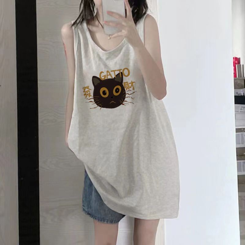 Lan ~ sling Thể Thao Áo Vest Áo Thun Không Tay Nữ Mùa Hè Mặc Ngoài Đồng Phục Bóng Rổ Rời Phong Cách Hồng Kông Dây Top ins Phong Cách