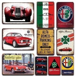 Vintage Alfa Romeo Nghệ Thuật Tín Hiệu Trang Trí Nhà Để Xe Áp Phích Phòng Nhà Tường Trang Trí Tấm Kim Loại Retro Xe Dán Người