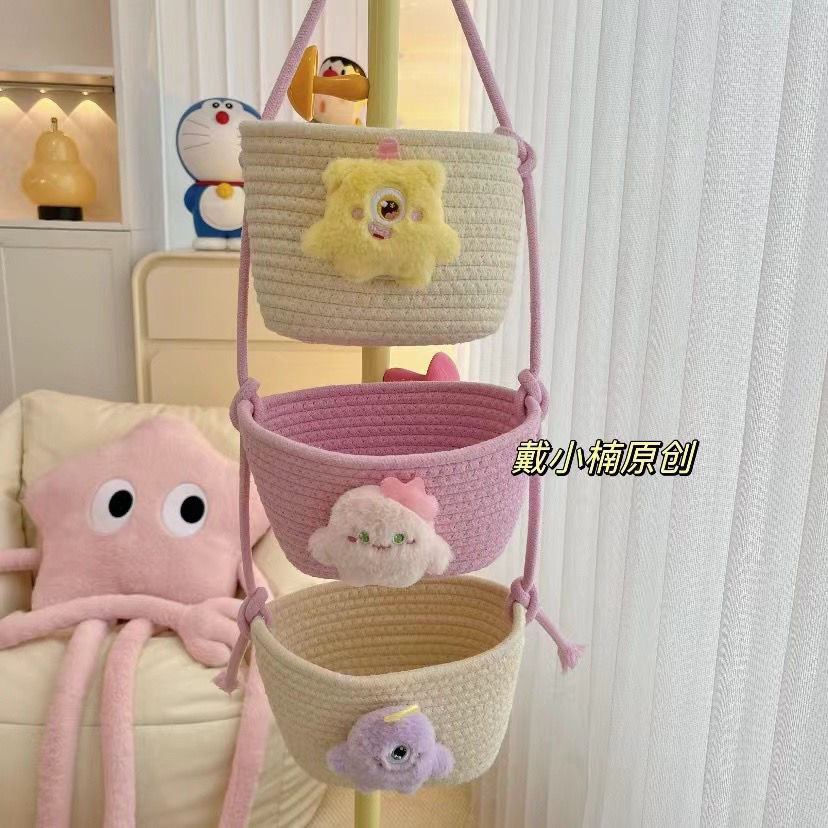 Hoạt Hình Master Dog Ba Lớp Giỏ Treo Sáng Tạo Handmade Phòng Khách Lối Vào Có Thể Treo Lưu Trữ