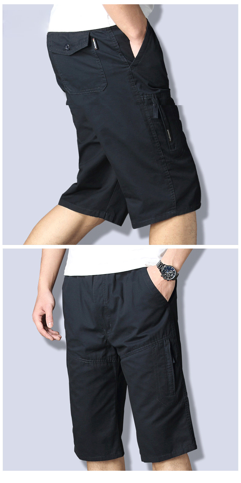 Mô tả Quần Short Nam Quần Short Rời Plus Size Bố Mặc Ngoài Mùa Hè Cotton Thường Ngày Cướp Biển Quần Short Thứ Năm L-6XL BEFOYI ZXH085 - 1