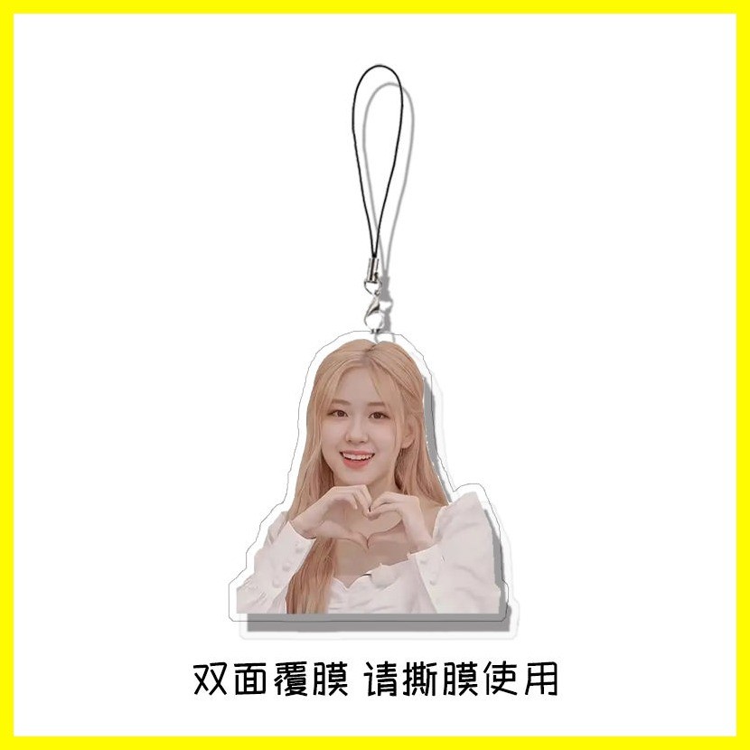 [Zoci] Dây chuyền điện thoại di động BLACKPINK Rosé Park Chae-Young Dây chuyền điện thoại di động Acrylic hai mặt Sandwich Schoolbag Mặt dây chuyền Quà tặng ngày lễ ngoại vi màu hồng