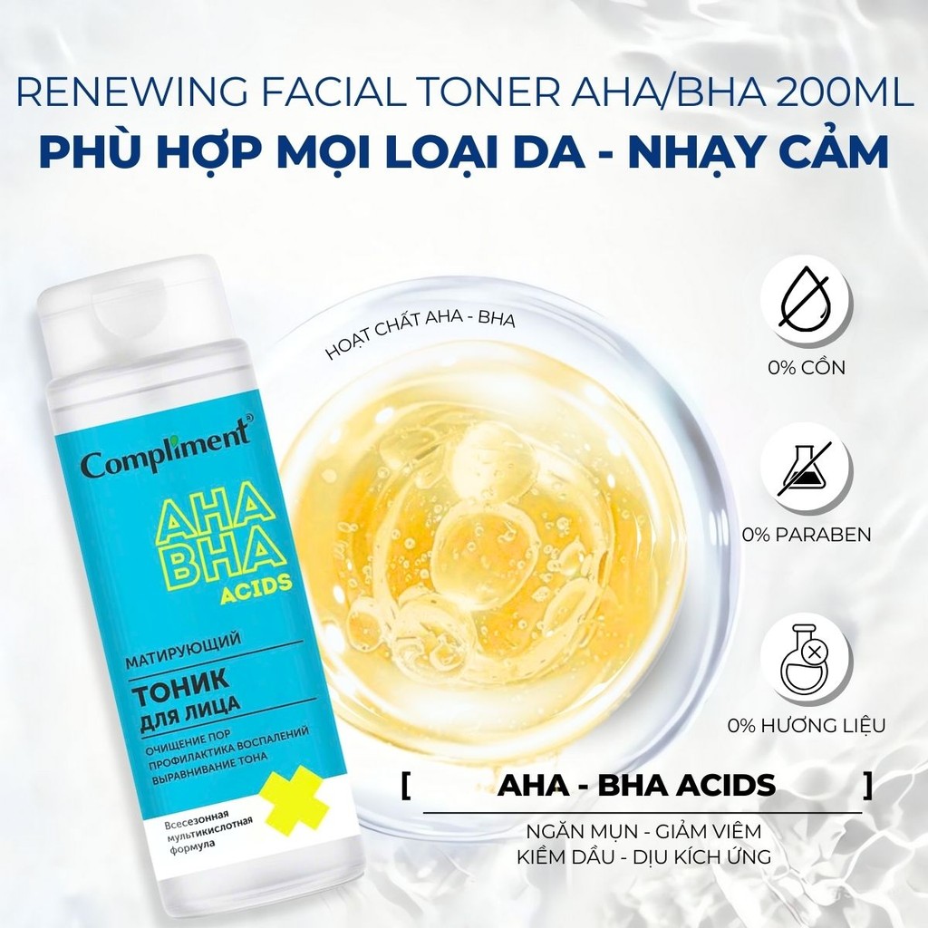 Mô tả Toner Compliment No Problem Glycol Dưỡng Ẩm - Nước Hoa Hồng Lotion Aha/Bha Cho Da Dầu Mụn 180ml - 5