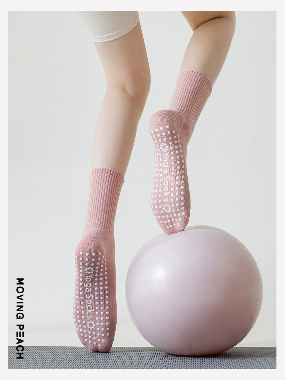 Mô tả MOVING PEACH Vớ Tập yoga Bằng cotton pvc tất chống trơn - 3