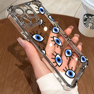 Lucky Eye Blue Evil Eye Print Cover Vỏ điện thoại trong suốt mạ điện cho IPHONE Apple 16E 16 15 14 PLUS 13 12 11 PRO XR XS X MAX Vỏ silicon Điện thoại di động