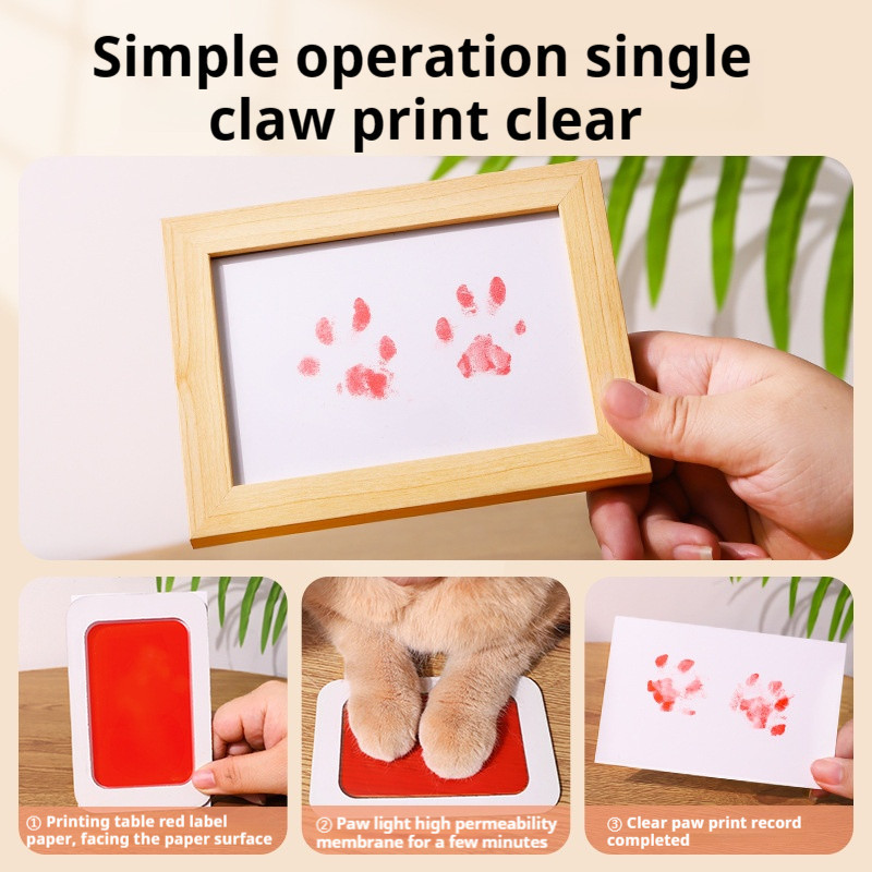 Dấu Chân Thú Cưng Mèo Tay Và Dấu Chân Tưởng Niệm Chó Paw In Hình Tưởng Niệm Khung Ảnh Mèo Paw In Bùn Quà Tặng Washless Mực In