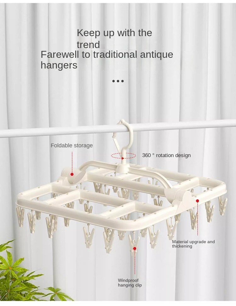 Mô tả Jujiajia Hộ Gia Đình Đa Năng Móc Treo Quần Áo Kích Thước Lớn Tăng Tốc Sấy Quần Áo Kẹp Mạnh Không Dễ Rơi giá treo quần áo cây treo quần áo - 4