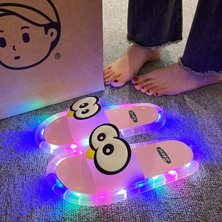 Dép Dạ Quang Nam Nữ Hoạt Hình Bên Ngoài Mặc Đèn Mát Nhấp Nháy Dạ Quang Chống Trơn Trượt Cặp Đôi Dép