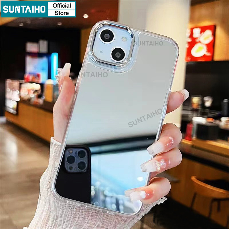 Mô tả Suntaiho ốp lưng iphone Có Gương đẹp Trang Điểm Ốp Điện Thoại Silicon Mềm Trong Suốt Softcase Cao Cấp Chống Sốc Thời trang Cho Case iPhone 16 15 14 13 12 11 Pro Max - 5
